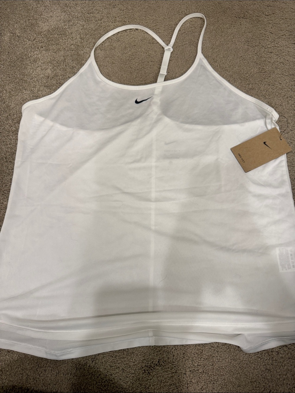 Nike White Womens Lightweight Spaghetti-Strap Tank with Swoosh